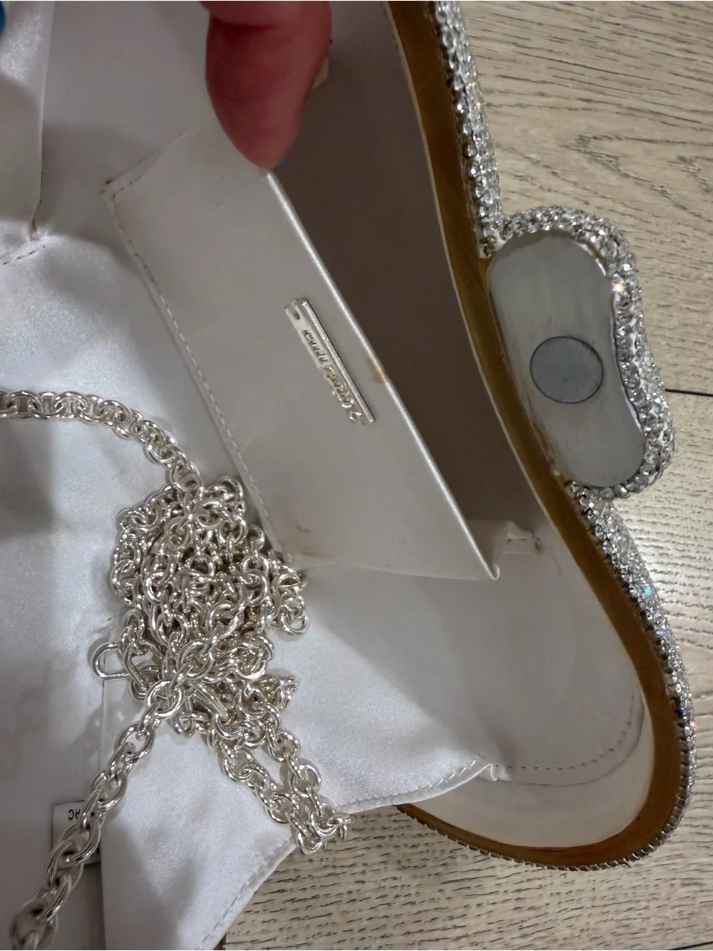 Cult Gaia Silver Crystal Evening Clutch Bag